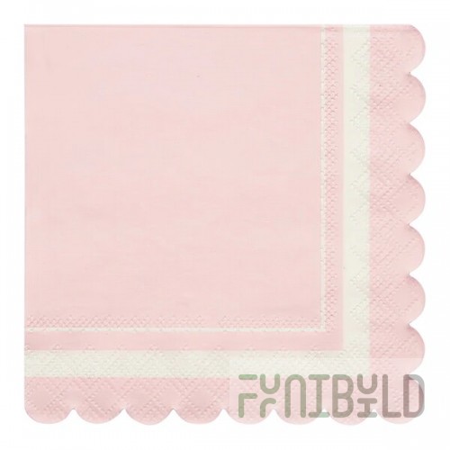 Sophistiplate Blush Scalloped Edge Paper Cocktail Napkin - 240/Case