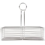 Clipper Mill by G.E.T. WB-900 2-Compartment Stainless Steel Rectangular Wire Caddy with Card Holder - 10