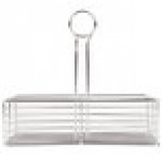 Clipper Mill by G.E.T. WB-900 2-Compartment Stainless Steel Rectangular Wire Caddy with Card Holder - 10