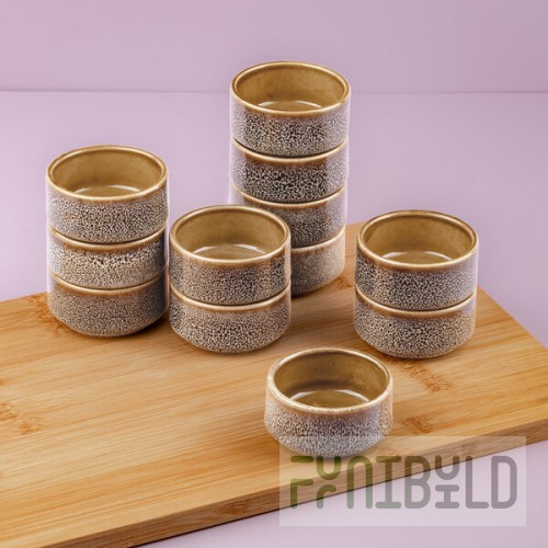 Ariane Freckles 2.37 oz. Brown Round Porcelain Ramekin - 12/Case