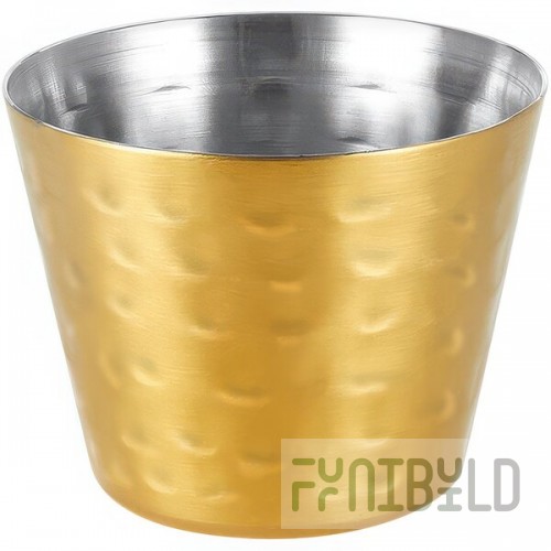 American Metalcraft 2.5 oz. Round Hammered Gold Stainless Steel Sauce Cup HAMSCG - 12/Case