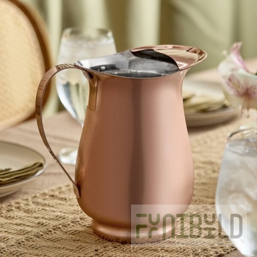 Acopa 64 oz. Satin Copper Stainless Steel Slender Bell Pitcher with Ice Guard