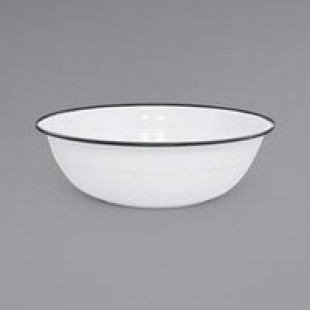 Crow Canyon Home V25GRY Vintage 8 Qt. White Round Enamelware Footed Basin with Gray Rolled Rim Crow Canyon Home V25GRY Vintage 8 Qt. White Round Enamelware Footed Basin with Gray Rolled Rim