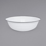 Crow Canyon Home V25GRY Vintage 8 Qt. White Round Enamelware Footed Basin with Gray Rolled Rim