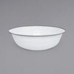 Crow Canyon Home V25GRY Vintage 8 Qt. White Round Enamelware Footed Basin with Gray Rolled Rim