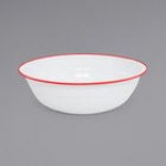 Crow Canyon Home V25GRY Vintage 8 Qt. White Round Enamelware Footed Basin with Gray Rolled Rim