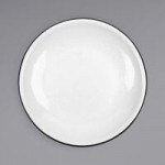 Crow Canyon Home V25GRY Vintage 8 Qt. White Round Enamelware Footed Basin with Gray Rolled Rim