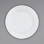 Crow Canyon Home V25GRY Vintage 8 Qt. White Round Enamelware Footed Basin with Gray Rolled Rim