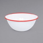 Crow Canyon Home V25GRY Vintage 8 Qt. White Round Enamelware Footed Basin with Gray Rolled Rim