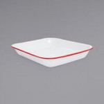 Crow Canyon Home V25GRY Vintage 8 Qt. White Round Enamelware Footed Basin with Gray Rolled Rim
