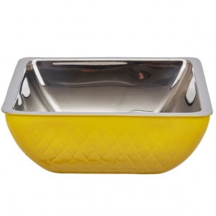Bon Chef Diamond Collection Cold Wave 3 Qt. Yellow Triple Wall Square Bowl Bon Chef Diamond Collection Cold Wave 3 Qt. Yellow Triple Wall Square Bowl