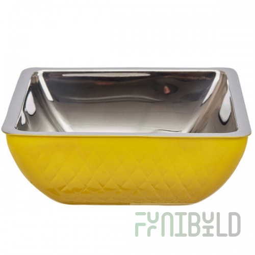 Bon Chef Diamond Collection Cold Wave 3 Qt. Yellow Triple Wall Square Bowl