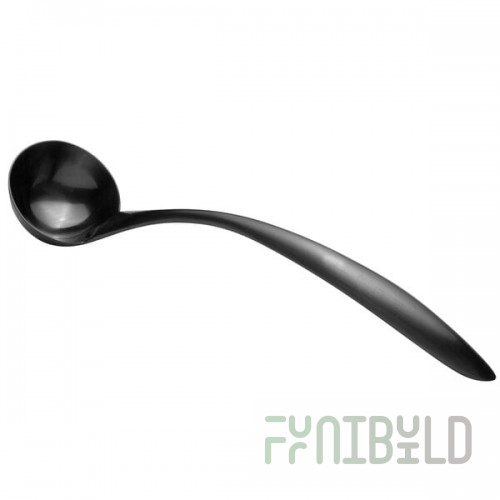 Bon Chef 9462BM 1 oz. Black Matte Stainless Steel Serving Ladle with Hollow Cool Handle