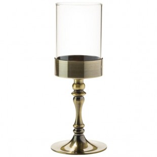 Hollowick 277AB Classic Antique Brass Candlestick Base with Clear Cylinder Shade Hollowick 277AB Classic Antique Brass Candlestick Base with Clear Cylinder Shade