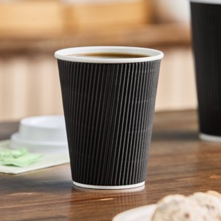 Choice 12 oz. Black Double Wall Ripple Paper Hot Cup - 500/Case