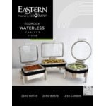 EcoBurner 7-Star Series EcoRock 8 Qt. Full Size Silver Rectangular Stainless Steel Waterless Chafer with Hinged Glass Lid EB15375G
