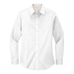 Port Authority L608 Women's Customizable White / Light Stone Long Sleeve Wrinkle-Resistant Easy-Care Dress Shirt - L