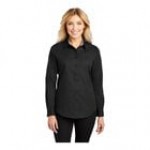 Port Authority L608 Women's Customizable White / Light Stone Long Sleeve Wrinkle-Resistant Easy-Care Dress Shirt - L