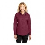 Port Authority L608 Women's Customizable White / Light Stone Long Sleeve Wrinkle-Resistant Easy-Care Dress Shirt - L