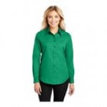 Port Authority L608 Women's Customizable White / Light Stone Long Sleeve Wrinkle-Resistant Easy-Care Dress Shirt - L