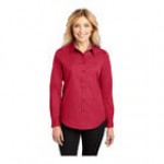 Port Authority L608 Women's Customizable White / Light Stone Long Sleeve Wrinkle-Resistant Easy-Care Dress Shirt - L