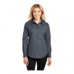 Port Authority L608 Women's Customizable White / Light Stone Long Sleeve Wrinkle-Resistant Easy-Care Dress Shirt - L