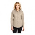 Port Authority L608 Women's Customizable White / Light Stone Long Sleeve Wrinkle-Resistant Easy-Care Dress Shirt - L