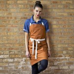 Uncommon Chef 3115 Walnut Customizable 100% Cotton Canvas Vibe Bib Apron with Natural Webbing and 3 Pockets - 34