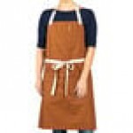 Uncommon Chef 3115 Walnut Customizable 100% Cotton Canvas Vibe Bib Apron with Natural Webbing and 3 Pockets - 34