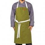 Uncommon Chef 3115 Walnut Customizable 100% Cotton Canvas Vibe Bib Apron with Natural Webbing and 3 Pockets - 34