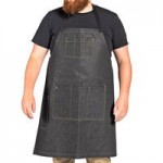 Uncommon Chef 3115 Walnut Customizable 100% Cotton Canvas Vibe Bib Apron with Natural Webbing and 3 Pockets - 34