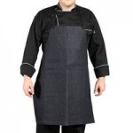 Uncommon Chef 3115 Walnut Customizable 100% Cotton Canvas Vibe Bib Apron with Natural Webbing and 3 Pockets - 34