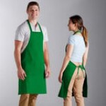 Choice Lime Green Poly-Cotton Standard Bib Apron with 2 Pockets - 34 Choice Lime Green Poly-Cotton Standard Bib Apron with 2 Pockets - 34