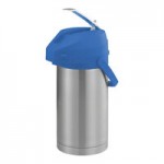 Service Ideas Color-Me-SVAC 2.5 Liter Brushed Stainless Steel Lined Airpot with Lever and Brown Top CTAL25BR