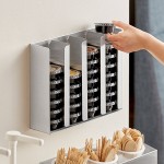 ServSense Adjustable 4-Section Stainless Steel Wall-Mount / Countertop 1.5 - 5.5 oz. Portion Cup / Lid Organizer