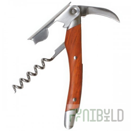 Franmara Straight Stainless Steel Waiter's Corkscrew with Rosewood Inset Handle 3197