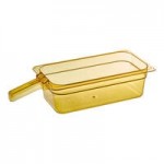 Carlisle 10421B13 StorPlus 1/2 Size Amber High Heat Plastic Food Pan - 4