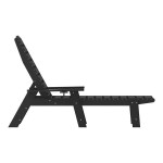 Flash Furniture Monterey Black Adjustable Polyethylene Adirondack Chaise Lounge with Cup Holder
