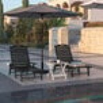 Flash Furniture Monterey Black Adjustable Polyethylene Adirondack Chaise Lounge with Cup Holder