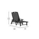 Flash Furniture Monterey Black Adjustable Polyethylene Adirondack Chaise Lounge with Cup Holder