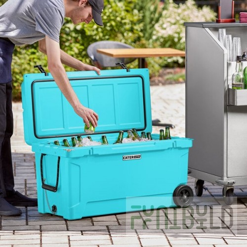 CaterGator CG100BLW Sky Blue 110 Qt. Mobile Rotomolded Outdoor Cooler / Ice Chest