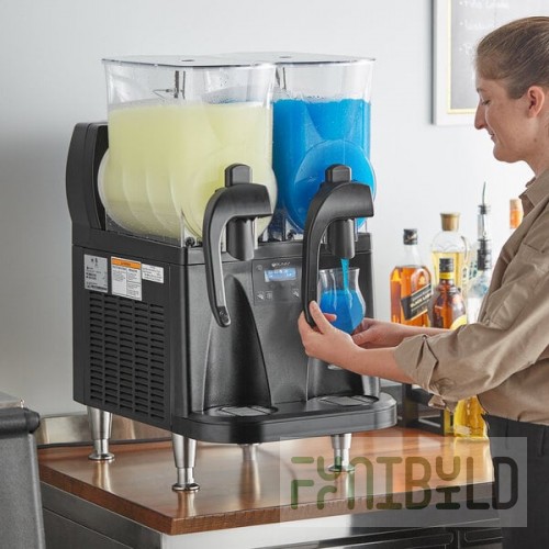 Bunn 58000.0012 Ultra NX Black Double 3 Gallon Slushy Machine with Flat Lids - 120V