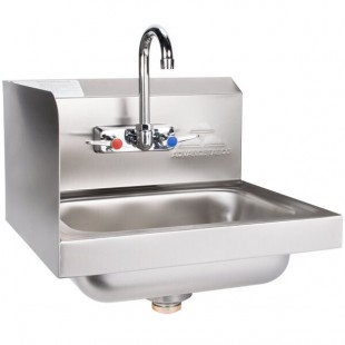 Advance Tabco 7-PS-66L Hand Sink with Splash Mounted Gooseneck Faucet and Left Side Splash Guard - 17 1/4 Advance Tabco 7-PS-66L Hand Sink with Splash Mounted Gooseneck Faucet and Left Side Splash Guard - 17 1/4