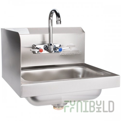 Advance Tabco 7-PS-66L Hand Sink with Splash Mounted Gooseneck Faucet and Left Side Splash Guard - 17 1/4