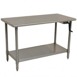 Eagle Group T2460SE-BS-HA 14 Gauge Type 304 Stainless Steel Adjustable Height ADA / Ergonomic Work Table with Backsplash and Undershelf - 24