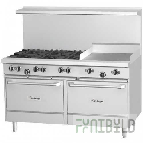 U.S. Range U60-6G24RS LP U Series Liquid Propane 6 Burner 60