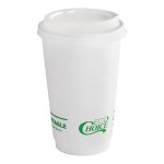 EcoChoice 16 oz. Smooth Double Wall White Compostable Paper Hot Cup and PLA Lid - 50/Case