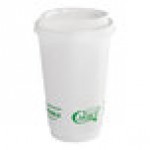 EcoChoice 16 oz. Smooth Double Wall White Compostable Paper Hot Cup and PLA Lid - 50/Case