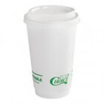 EcoChoice 16 oz. Smooth Double Wall White Compostable Paper Hot Cup and PLA Lid - 50/Case