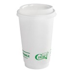 EcoChoice 16 oz. Smooth Double Wall White Compostable Paper Hot Cup and PLA Lid - 50/Case